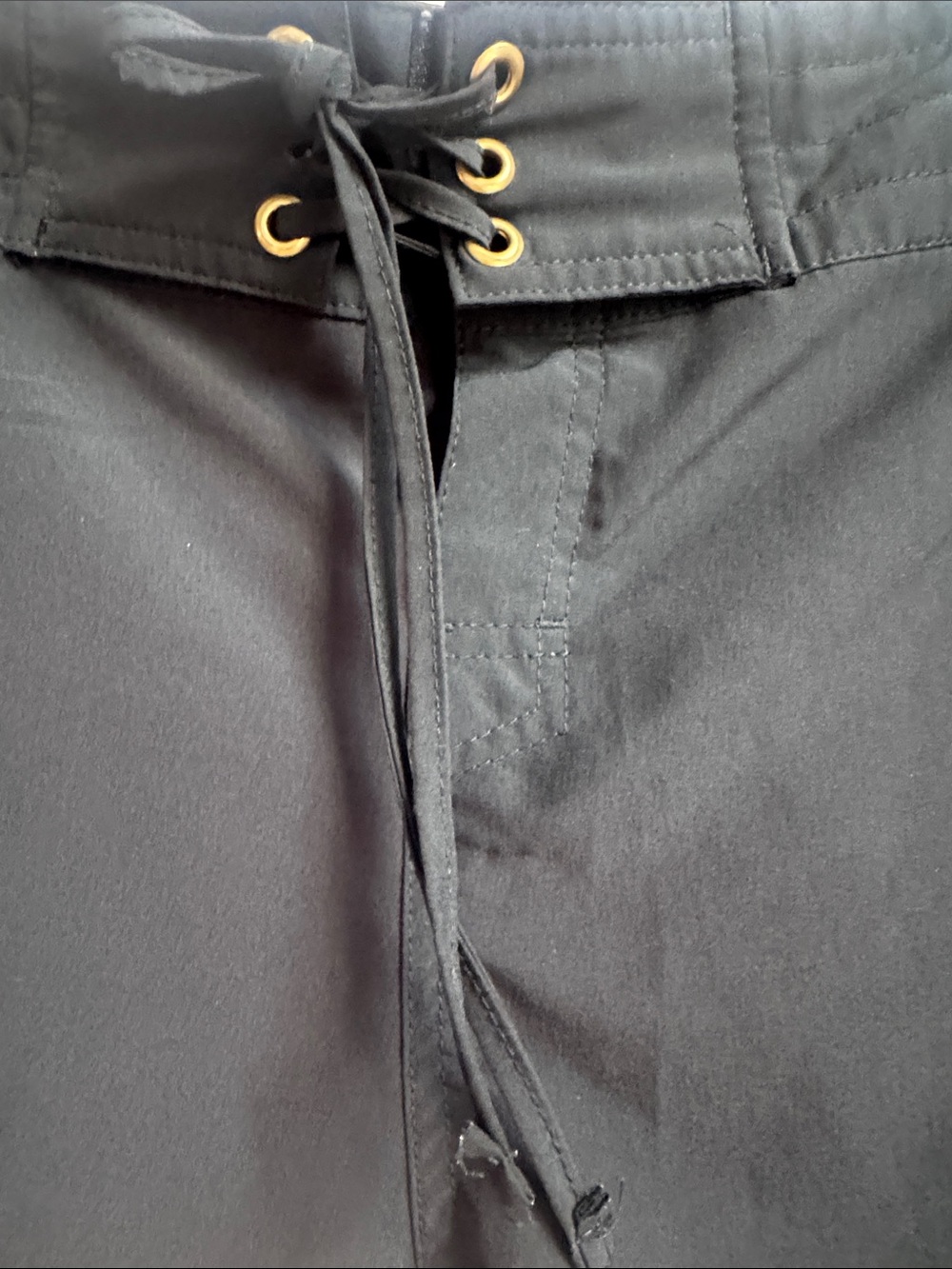 La Blanca Swim Shorts Black Lace-Up Velcro Waist Athletic Shorts M/L